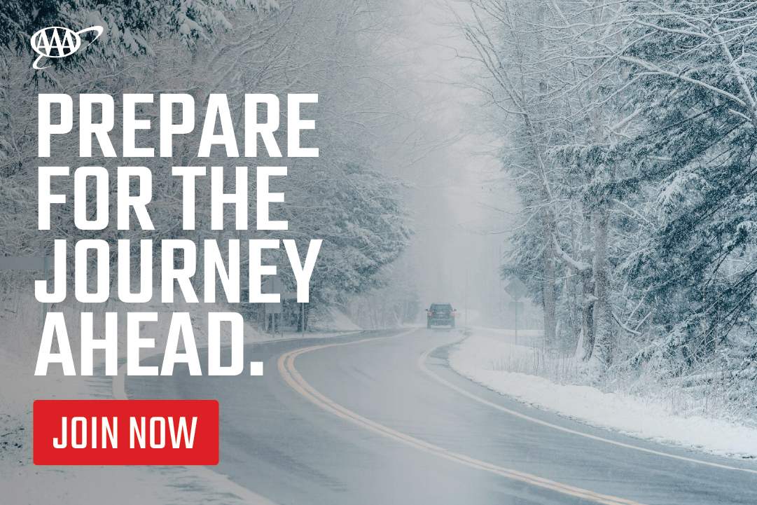 Advertisement: Car driving on winter roads