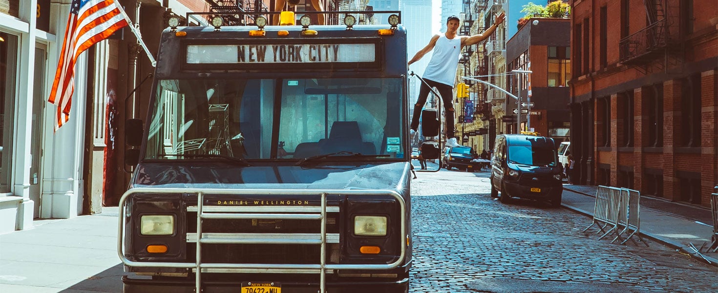Martin Solhaugen outside of his road-trip ice cream truck