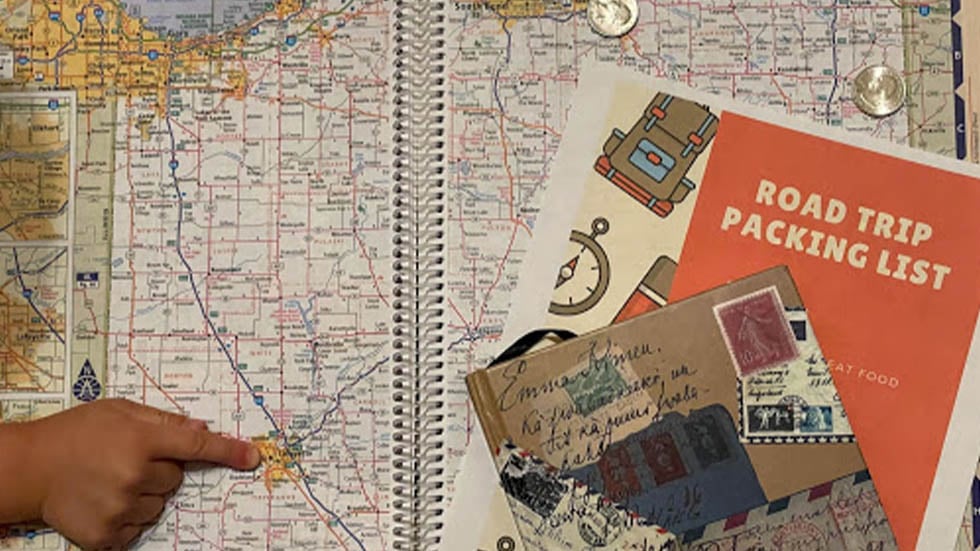 Map with kids hand