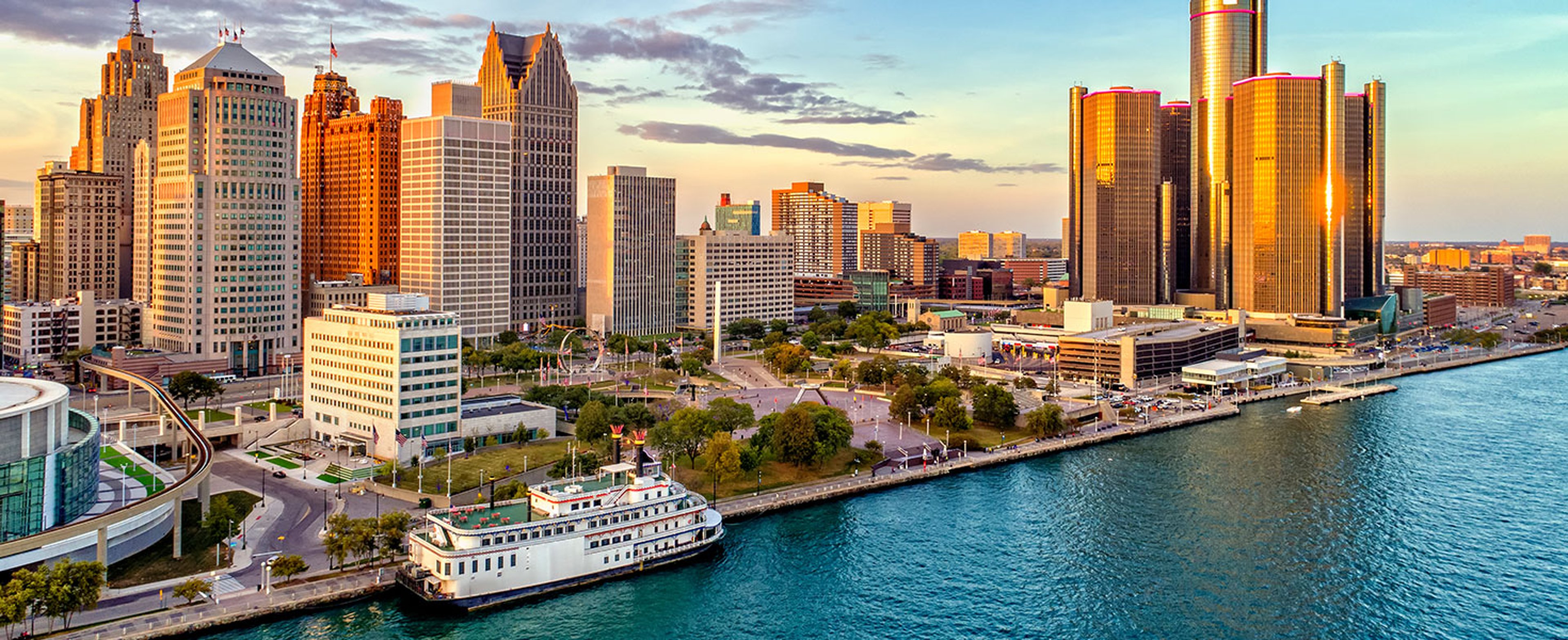 Detroit Aerial Panorama during sunset. Credit: pawel.gaul