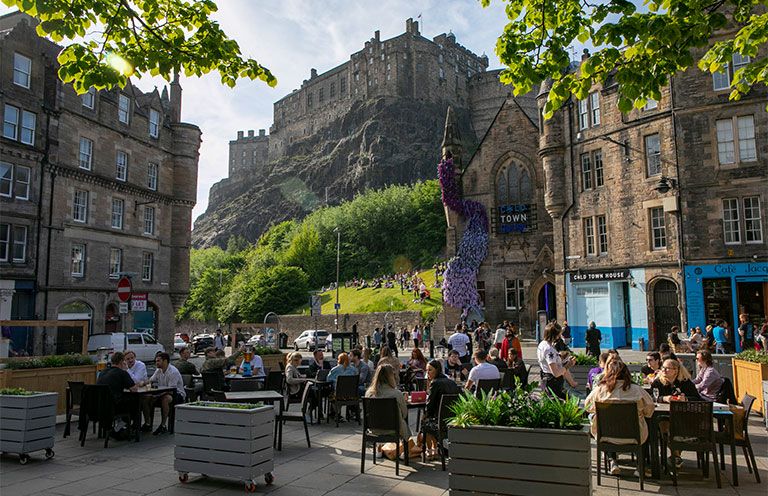 Grassmarket view to Edinburgh Castle