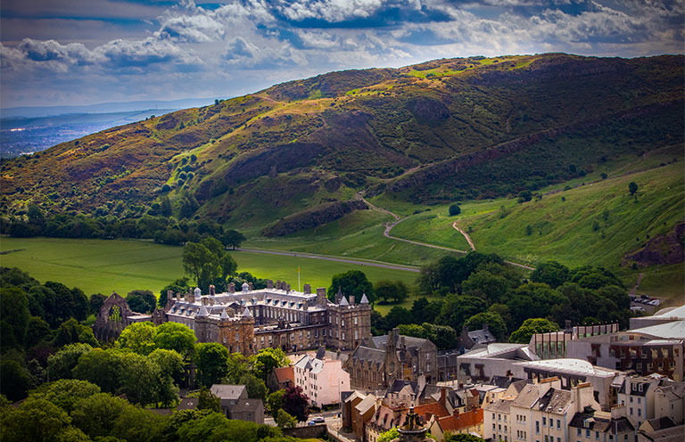 Holyrood Palce and park view