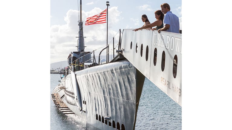 Asset must be used to market Hawaii as a visitor or business travel destination. This platform does not support Hawaiian orthography. Please use proper orthography in all created materials and assets. Please reference the maemae toolkit and wehewehe.org. Location: Pearl Harbor, Oahu Credit: Hawaii Tourism Authority (HTA) / Tor Johnson