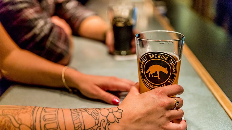 Aardwolf Brewing Company offers a taproom and brewery just minutes from the heart of Downtown. Take a step back in time as you step into Aardwolf's Taproom, a renovated ice house from the early to mid 1930's located in the historic San Marco area. Credit: Patrice Ross/ Courtesy of Visit Jacksonville