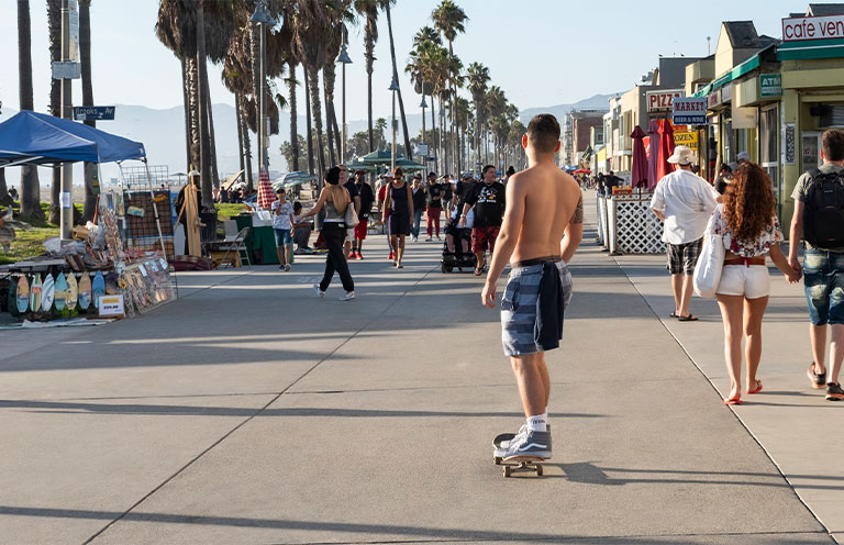 Man skating on Venice Beach