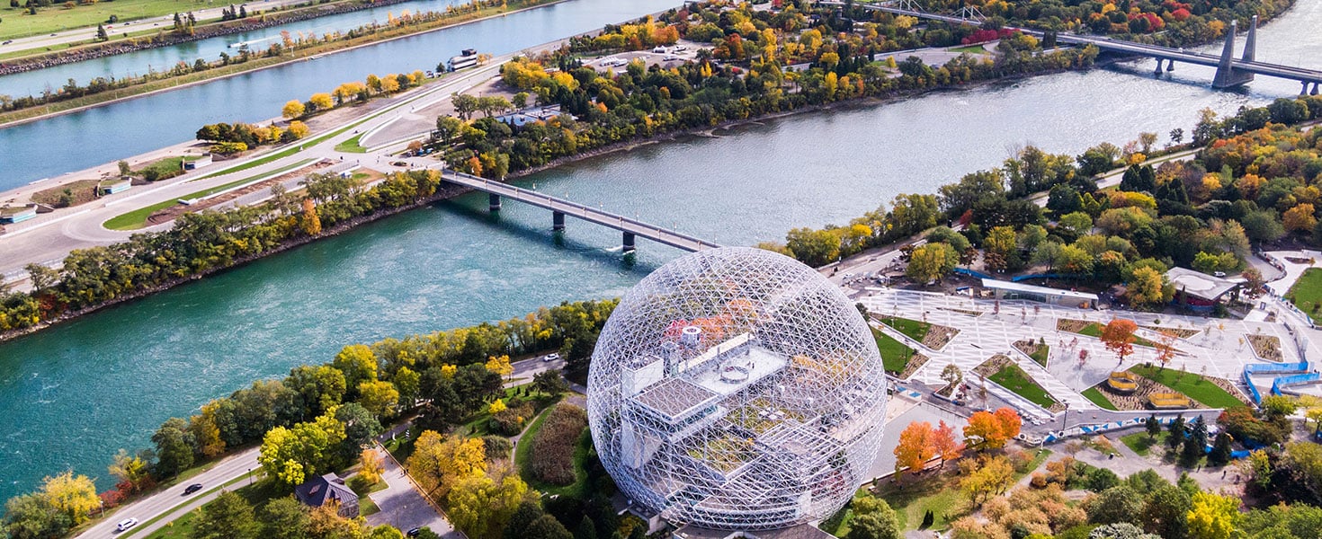 Aerial View of Montreal in Autumn Season, Quebec, Canada. Credit: R.M. Nunes