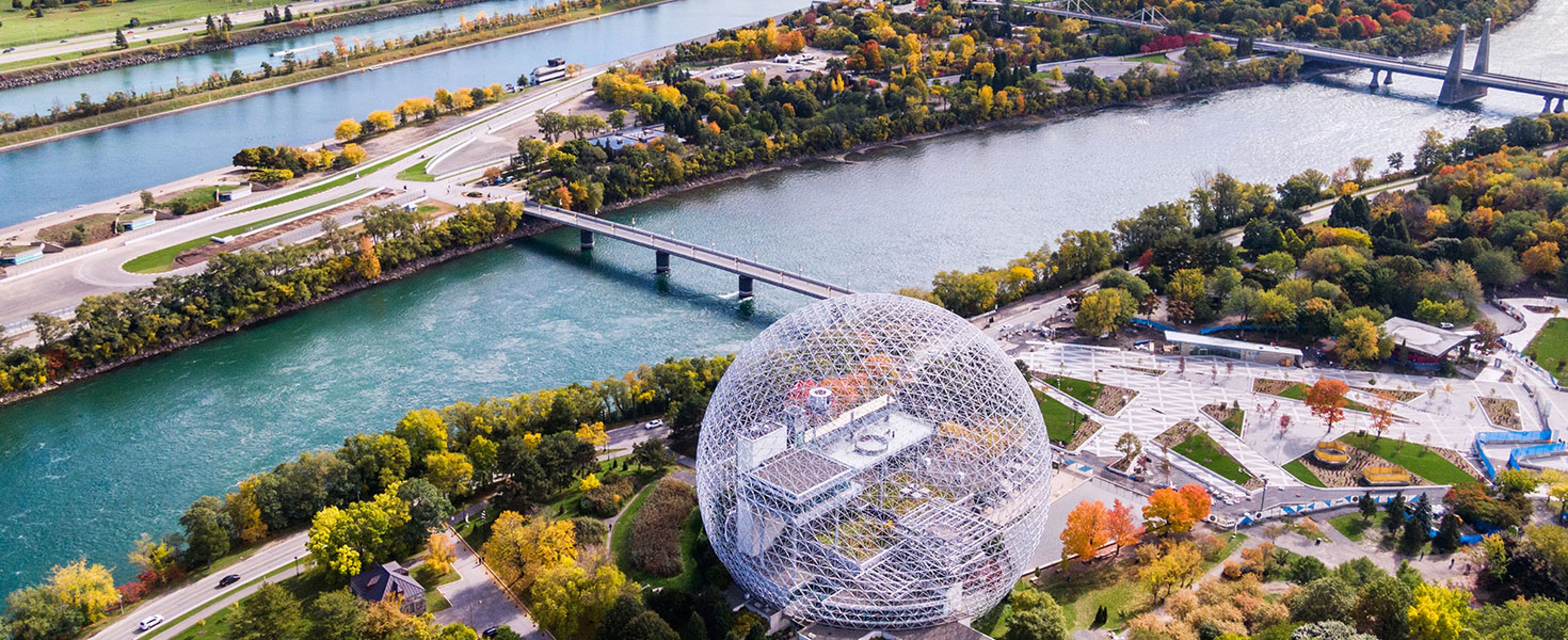 Aerial View of Montreal in Autumn Season, Quebec, Canada. Credit: R.M. Nunes