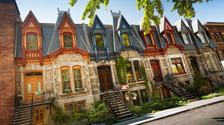Original painted houses, St Louis Square, Montreal, Quebec Canada Credit:Pgiam