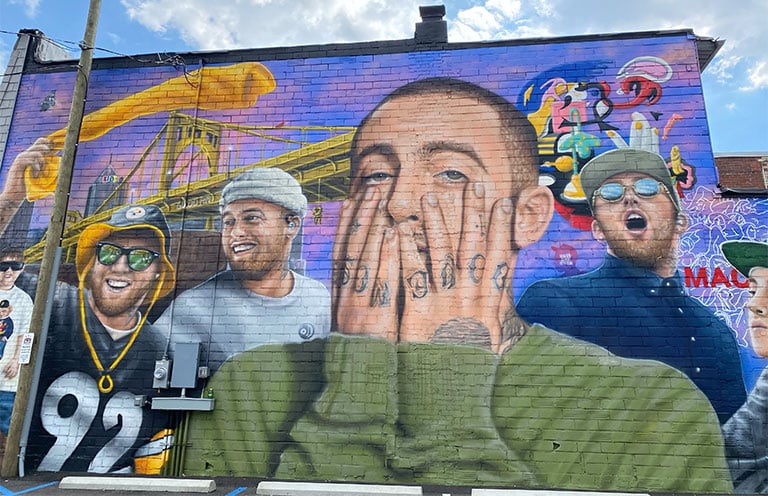 Mac Miller mural in Pittsburg