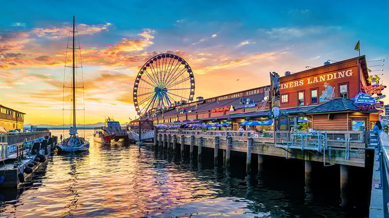 Seattle waterfront with great wheel in the background