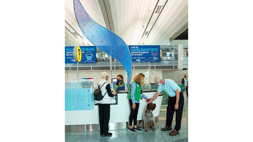 Minneapolis–St. Paul International Airport (MSP) is among the airports where animal ambassadors visit passengers and staff. Photo courtesy of Minneapolis–St. Paul Airport