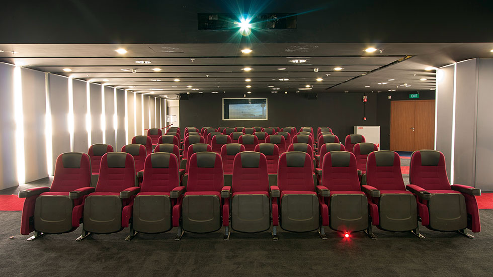 Entertainment at Singapore’s Changi Airport includes movies. Photo courtesy of Changi Airport Group