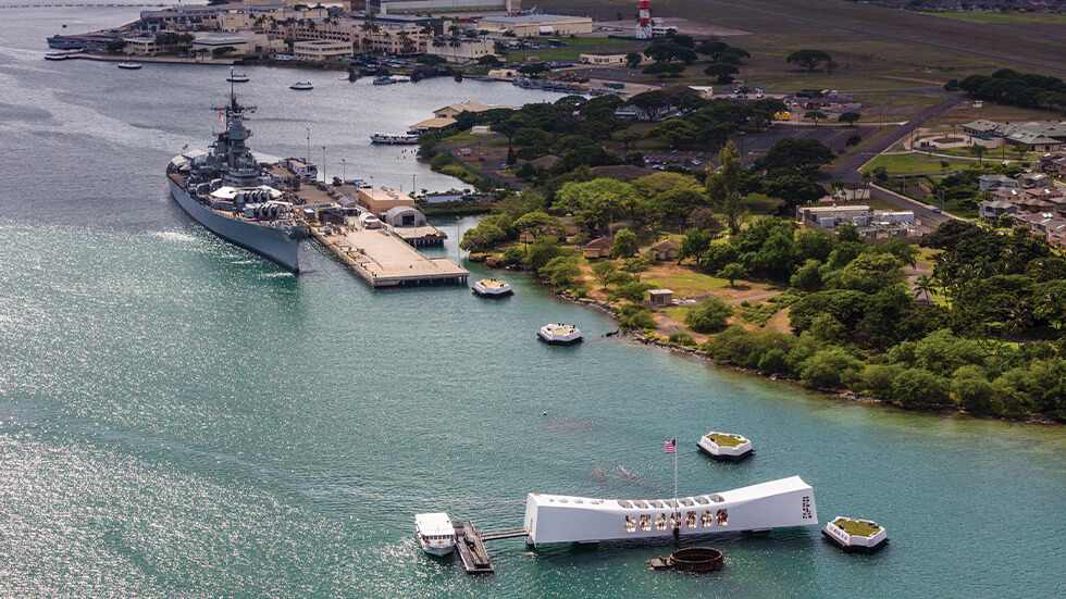 Battleship Missouri and U.S.S. Arizona; Pearl Harbour