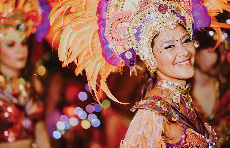 Woman in Carnival costume in Aruba