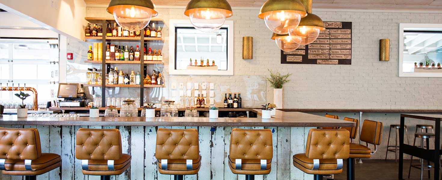 The bar at Lewis BBQ.