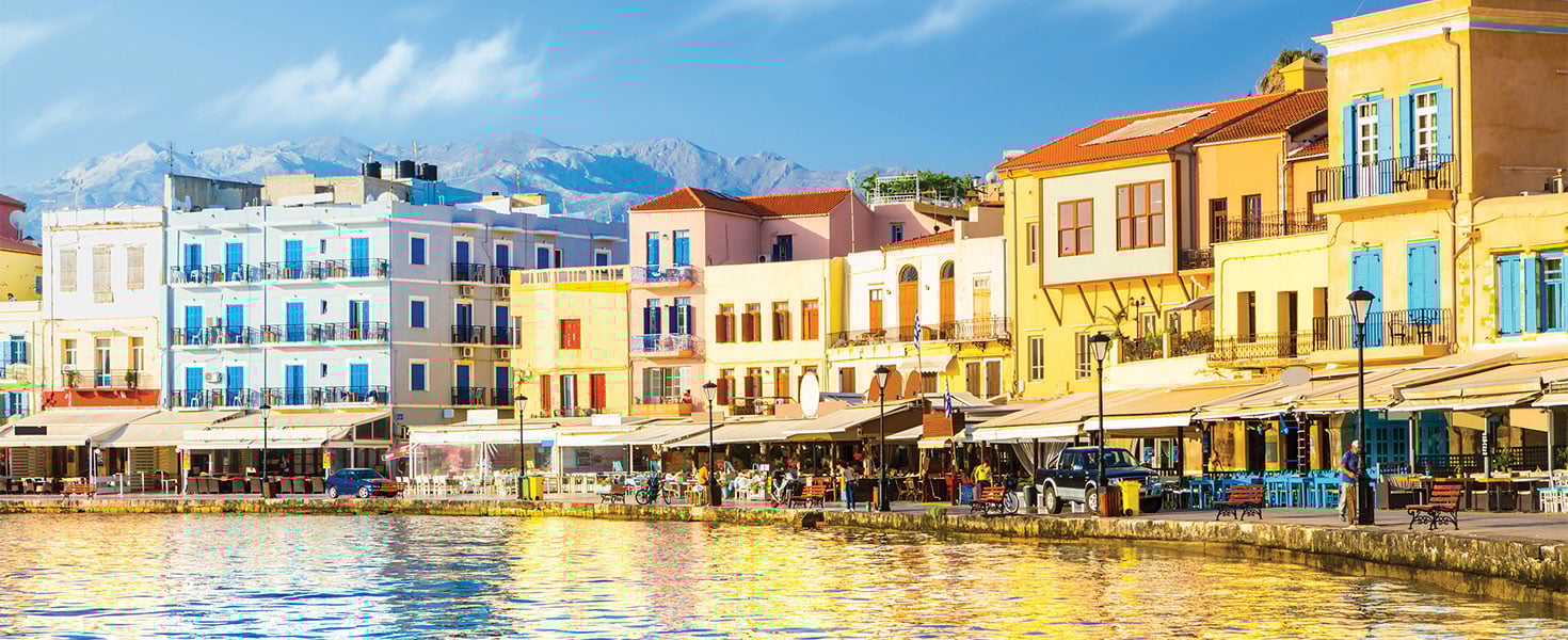 The old port in Chania on the Greek island of Crete