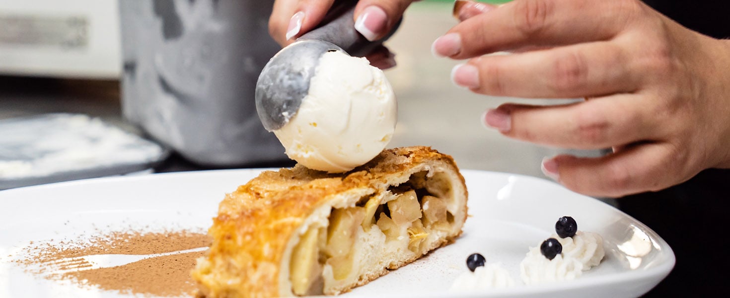 Apple Strudel with Vanilla Ice Cream