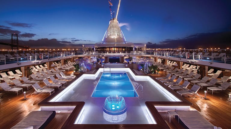 The ship’s pool deck; photo courtesy of Oceania Cruises