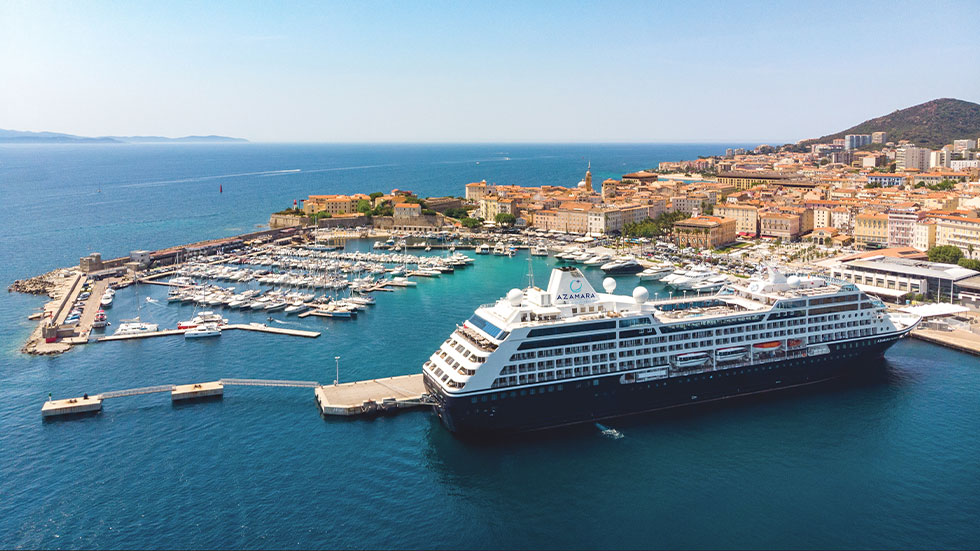 An Azamara ship docked in Ajaccio on the French island of Corsica