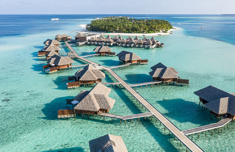 Overwater villas at the Hilton Conrad Maldives Rangali Island