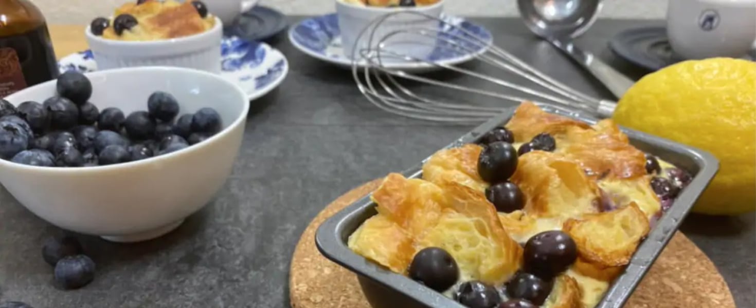 Wild Berry Bread & Butter Pudding with Berry Compote