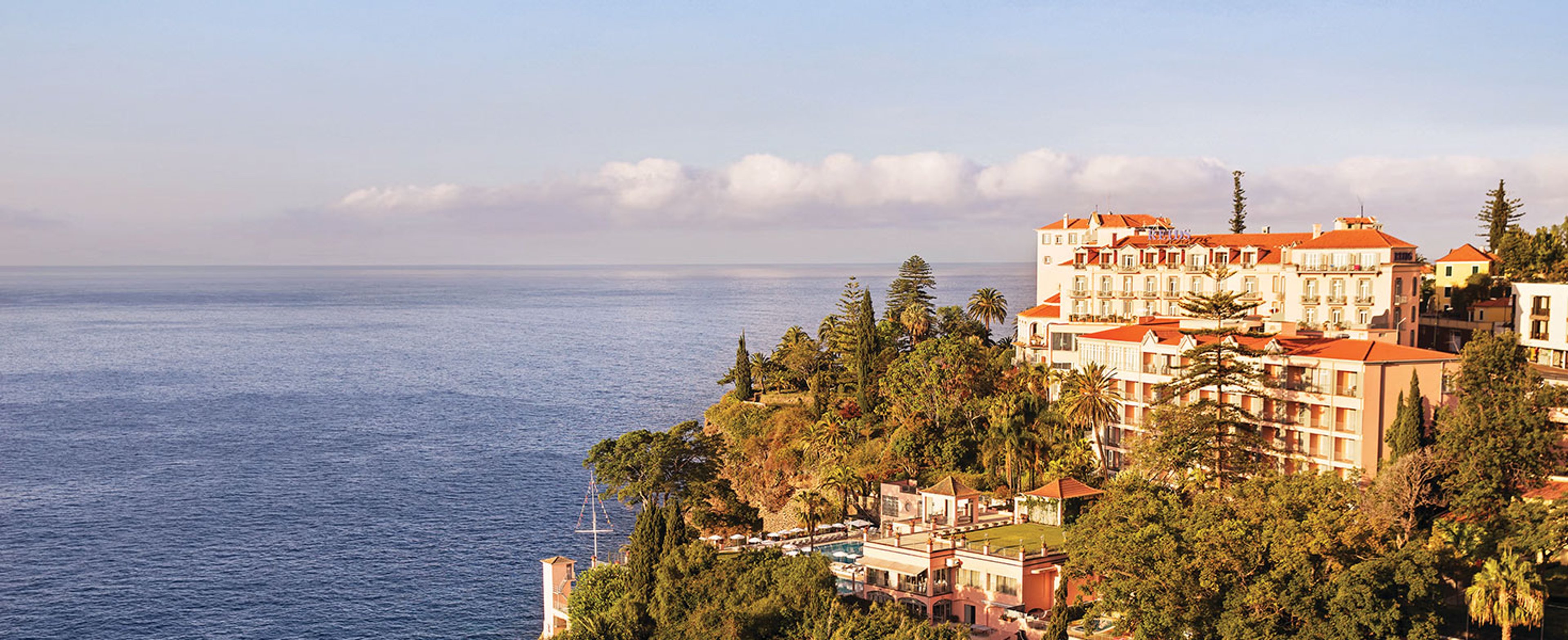 Reid’s Palace Hotel perched above the Atlantic Ocean in Funchal, Madeira