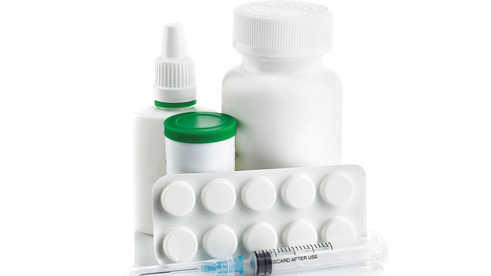medicine; pill bottles, pill capsules, syringe