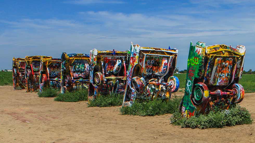 The wild and iconic landmark that personifies the American road in the heart of the Texas panhandle off Route 66.