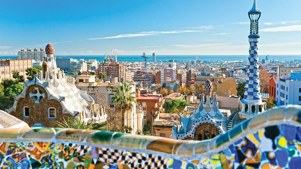 Gaudí’s fantastical creations at Park Güell. Photo by iStock.com/MasterLu
