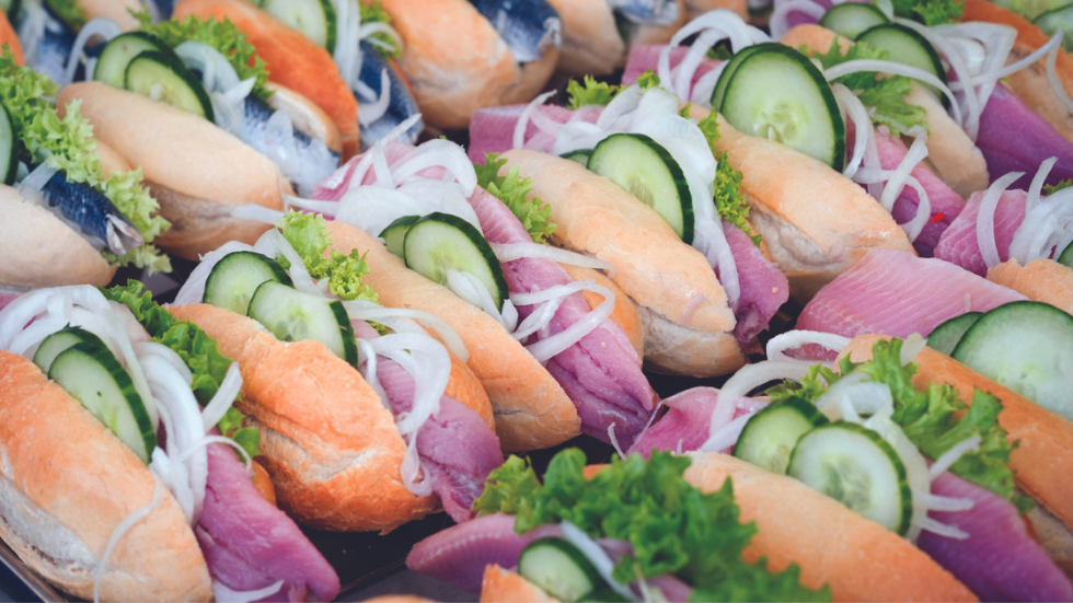 Fish sandwiches for sale at a food stand in northern Germany