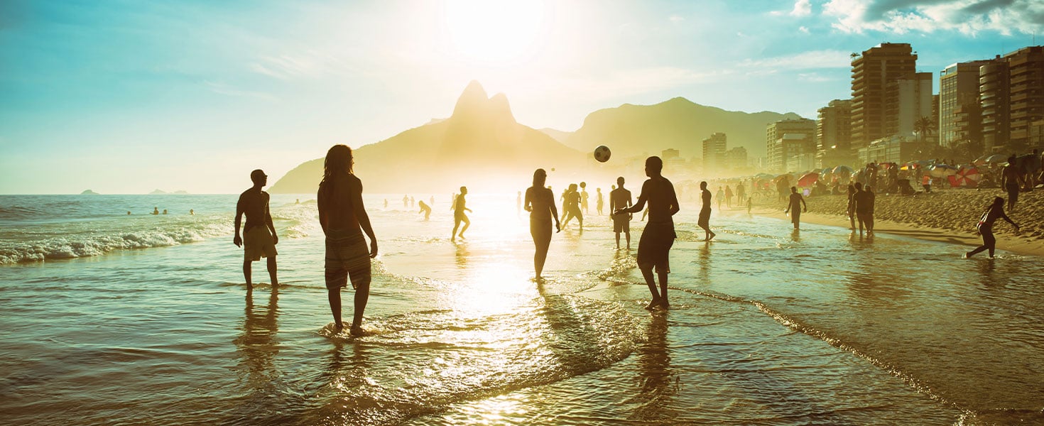 Children playing soccer on Ipanema Beach