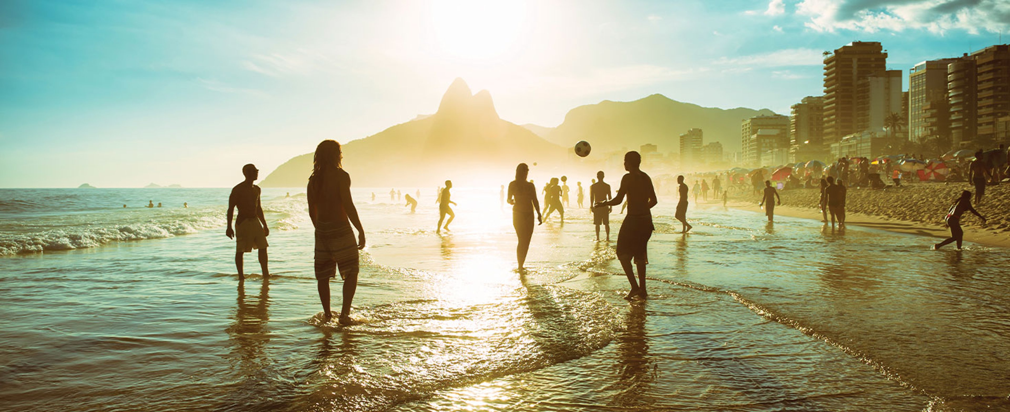Children playing soccer on Ipanema Beach