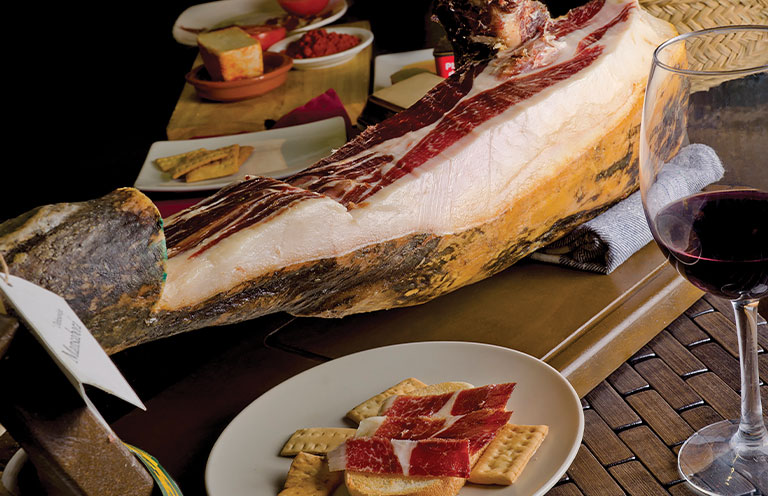Jamón Ibérico de Bellota served atop fresh bread