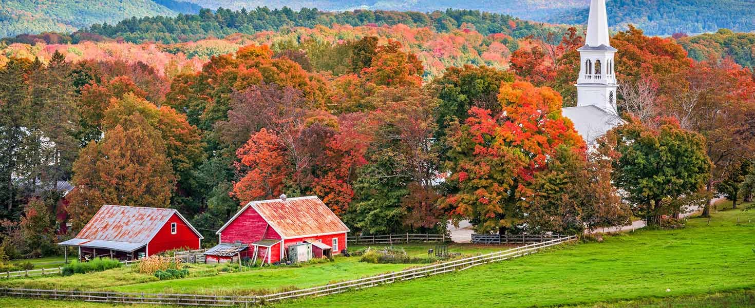 Peacham, Vermont, USA rural autumn scene.