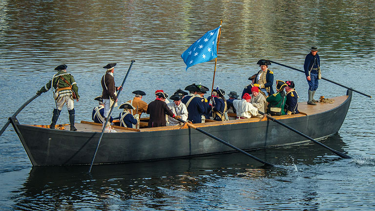 Washington Crossing reenactment; photo by R. Kennedy for Visit PhiladelphiA®