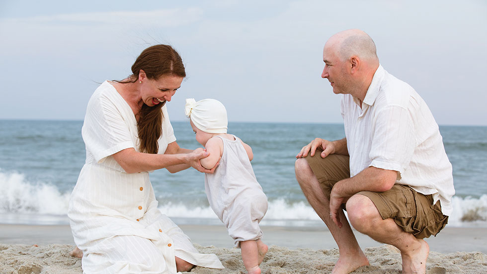 During a photo session at a South Carolina beach, our writer’s daughter took some of her first steps. Photo by Kara Stovall Photography