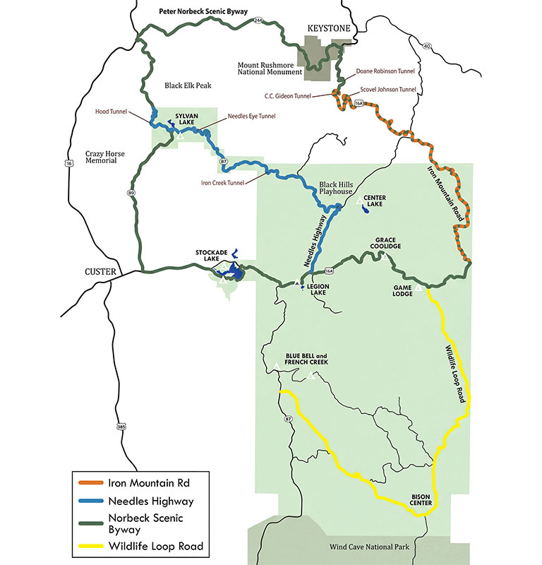 Image based on map courtesy of Custer State Park