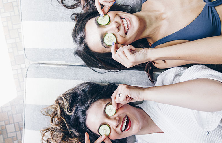 two girls enjoying a spa day