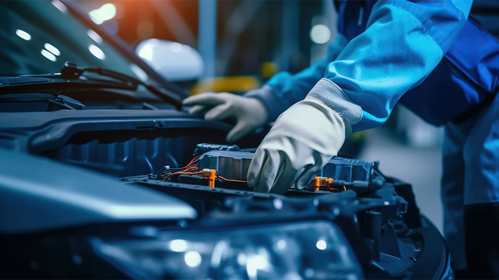 Technician working on an Electric Vehicle 