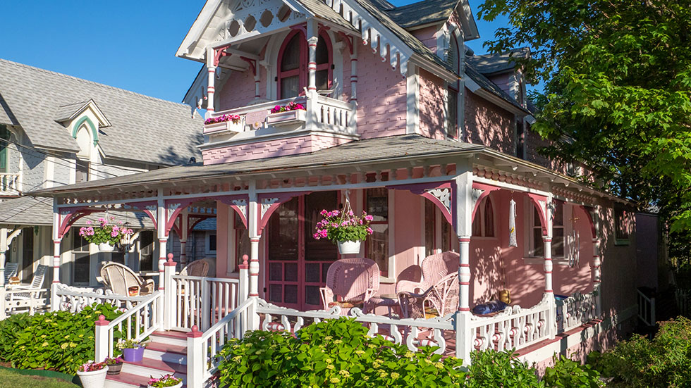 Adding to the charm of Martha’s Vineyard are its historic multihued gingerbread cottages. Photo by Bob Radlinski/Massachusetts Office of Travel and Tourism