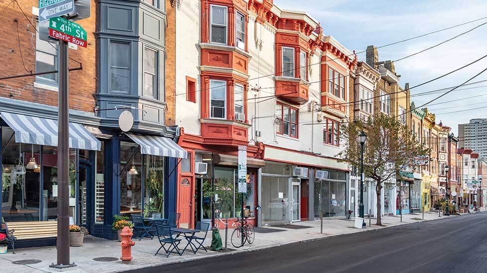 Looking south on Philadelphias famous and historic Fabric Row at 4th Street and Fitzwater Street
