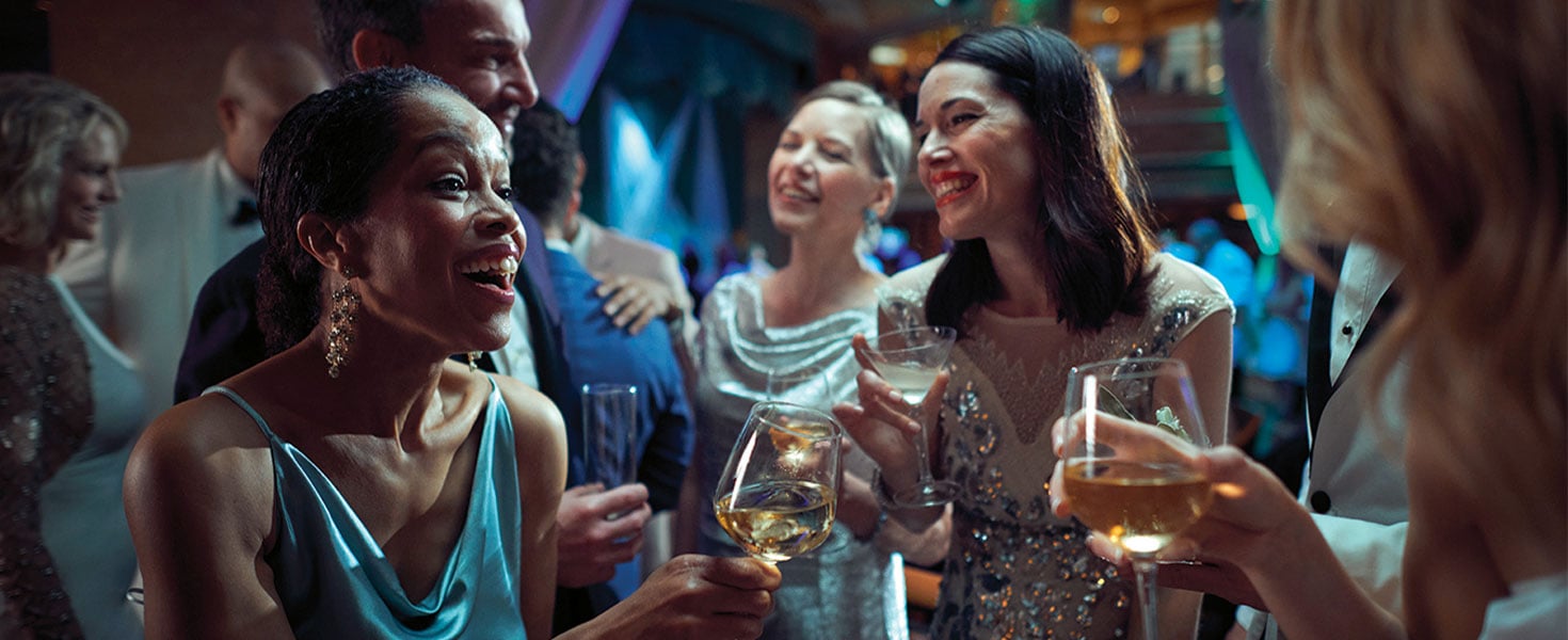 Guests enjoying Cunard’s Ice White Ball