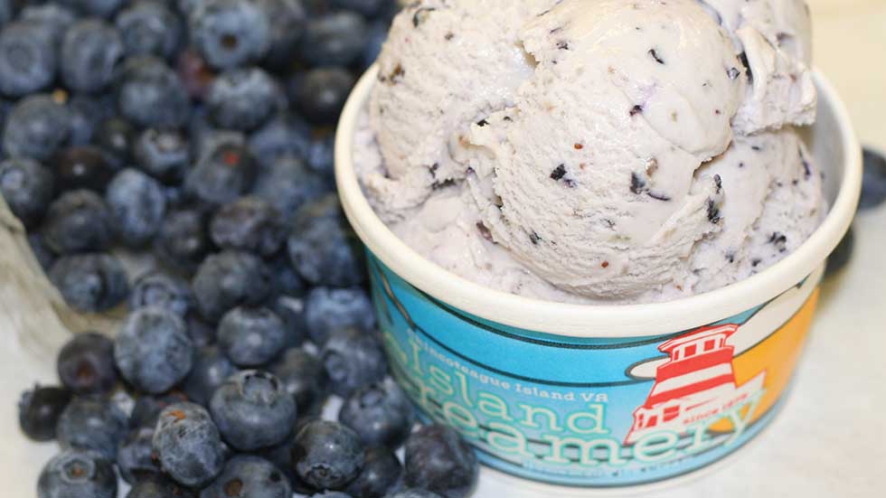 Delmarva VA Fresh local blueberry ice cream at Island Creamery in Chincoteague Photo credit Island Creamery