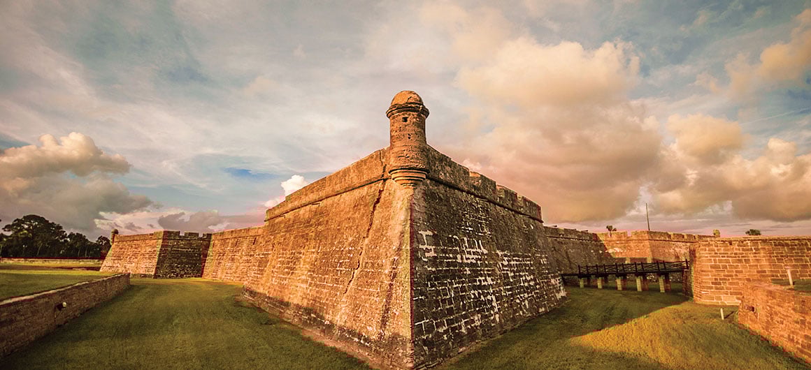  Sunrise over Castillo de San Marcos, a Spanish fortress from the 17th century which is now a US National Monument; photo courtesy of FloridasHistoricCoast.com 