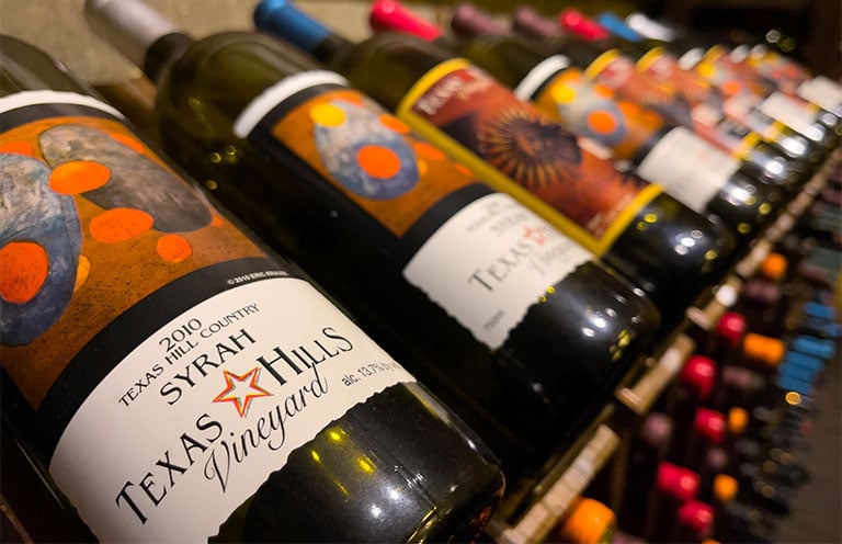 Array of Texas Hills wines