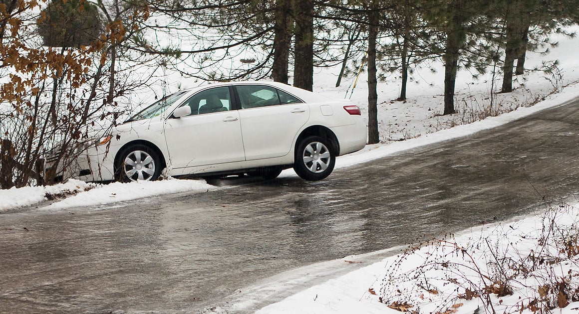 car slide off road
