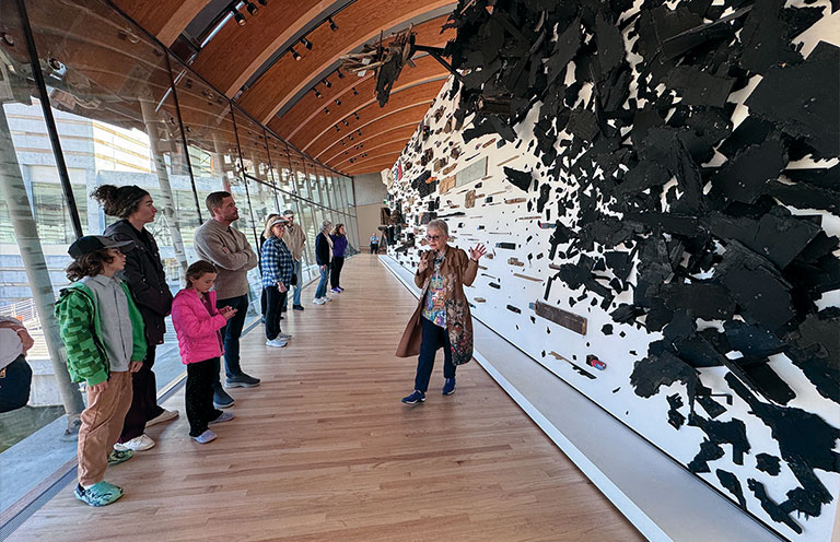 A Crystal Bridges museum guide describes Number 184T by artist Leonardo Drew