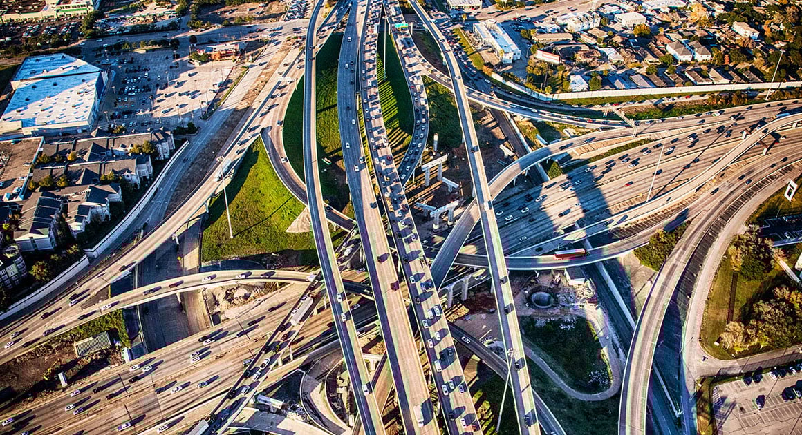 arial view of a highway interstate