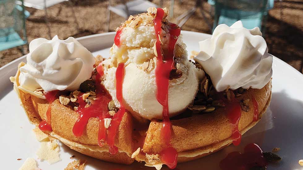 Little Lion Cafe_waffle sundae on patio at Revolutsian