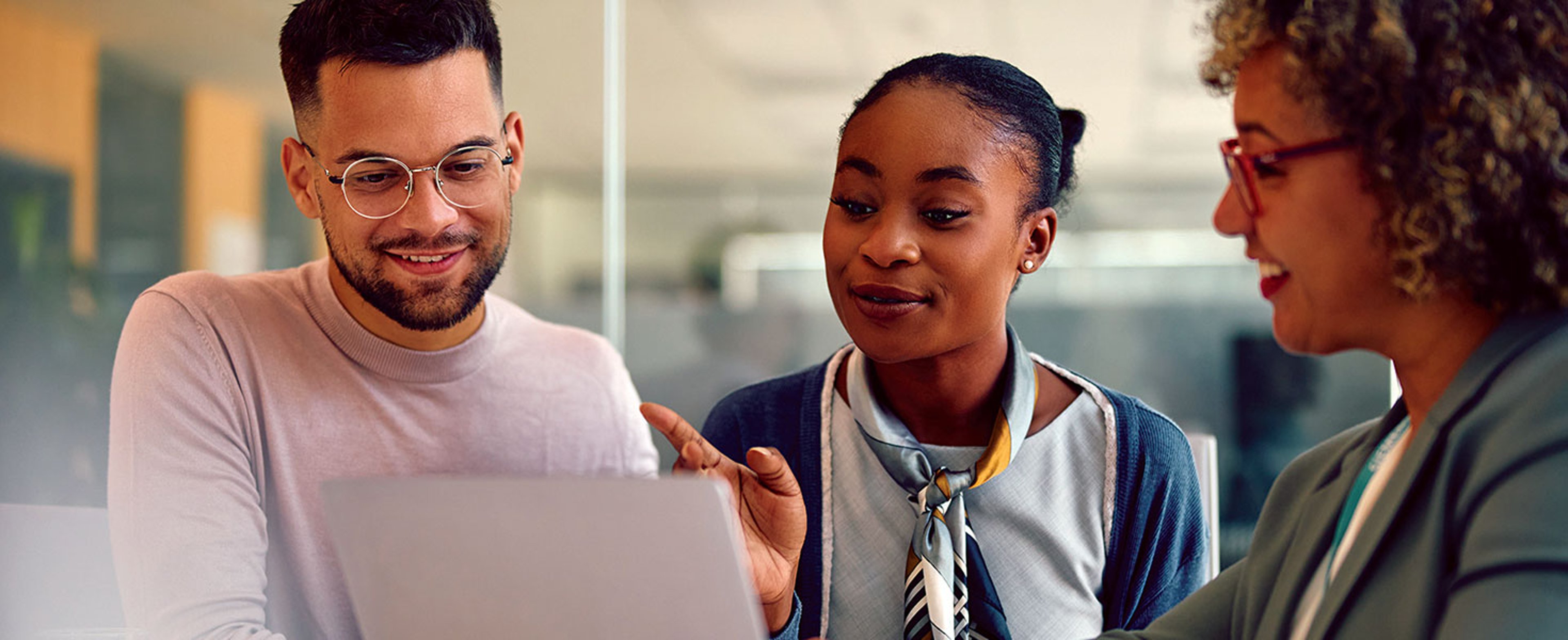 happy couple going over insurance information
